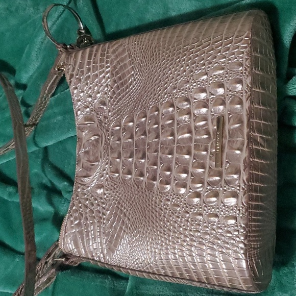 Brahmin Handbags - Brahmin Metallic Taupe Croc-Embossed Crossbody